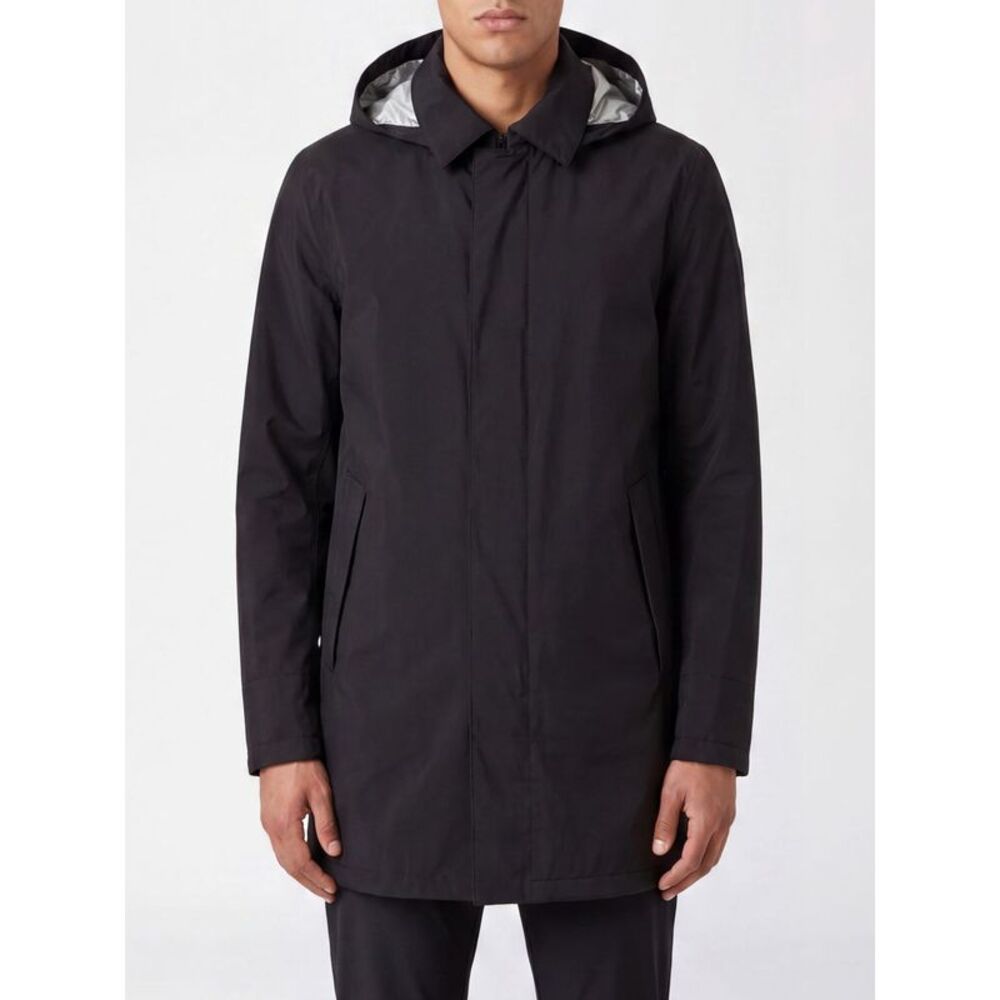 Herno Men Herno Knee-Length Gore-Tex® Tech Fabric Trench Coat With Hood